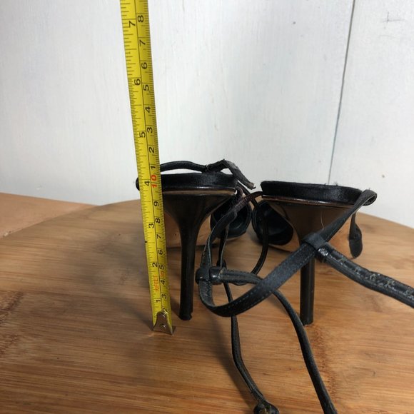 Gucci Heels Womens 38C US 7.5 Black Stilettos Ankle Strap Shoe Event Pointed Toe - Picture 8 of 15